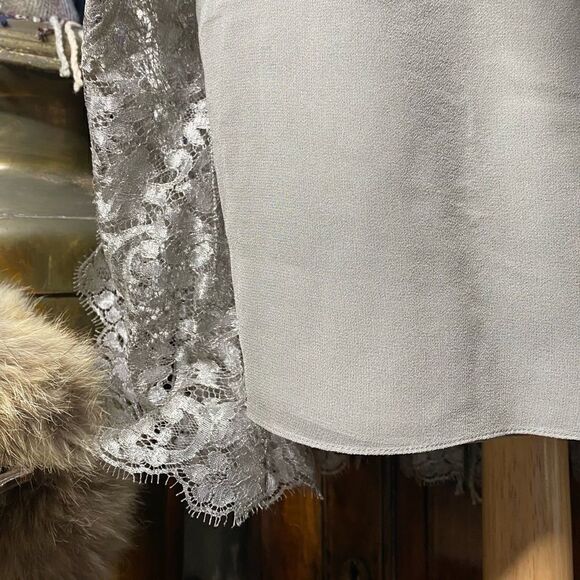 Ralph Lauren Silver Lace Midi Godet Trumpet Skirt - Picture 13 of 16